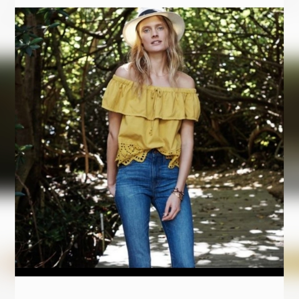 Madewell Eyelet Balcony off shoulder top